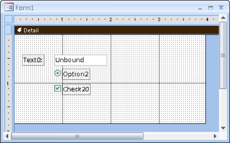 Unbound controls added from the Controls group